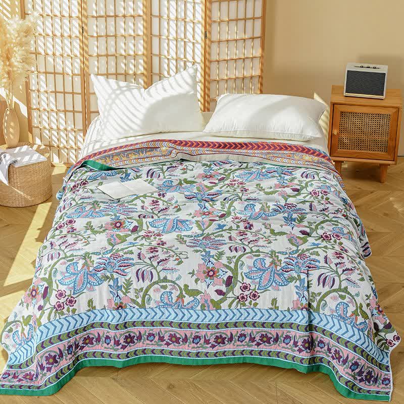 Coperta in garza di puro cotone con motivo floreale Ownkoti - image 1