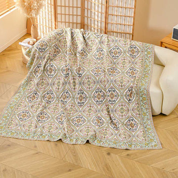 Elegante coperta in garza di cotone floreale vintage Ownkoti - Caffè - 200cm x 230cm - image 0