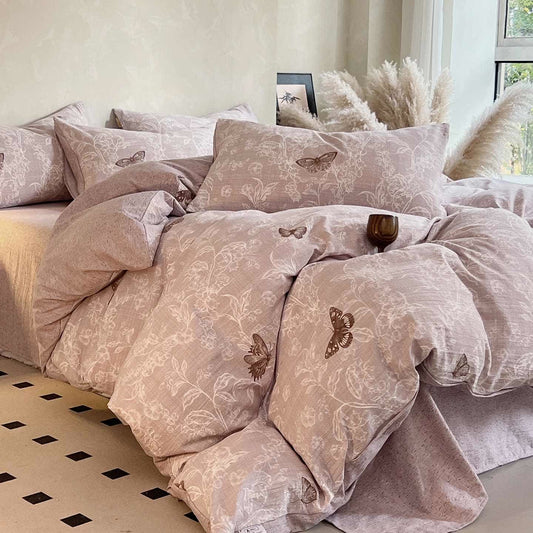 Set di biancheria da letto con stampa floreale vintage a farfalla Ownkoti (4 pezzi) - Matrimoniale Grande - image 0