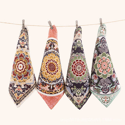 Asciugamano assorbente da cucina in cotone con motivo floreale retrò Ownkoti - Set di 4 - 35 cm x 35 cm - image 0