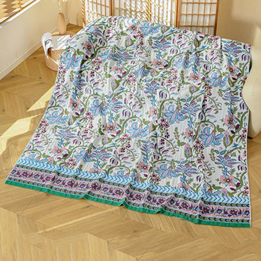 Coperta in garza di puro cotone con motivo floreale Ownkoti - Beige - 230cm x 250cm - image 0