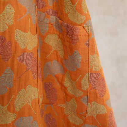 Kimono in cotone con foglie di ginkgo arancione Ownkoti - image 6