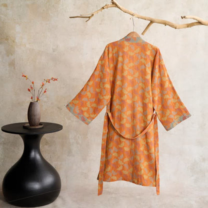 Kimono in cotone con foglie di ginkgo arancione Ownkoti - image 1
