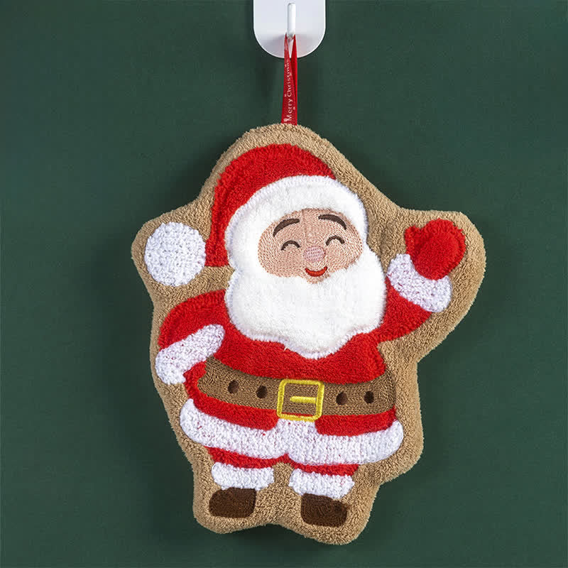 Asciugamani natalizi ultra morbidi e assorbenti Ownkoti - Babbo Natale - 4 pezzi - 8" x 10" - image 2