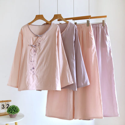 Completo da notte ricamato floreale in stile orientale Ownkoti - image 0