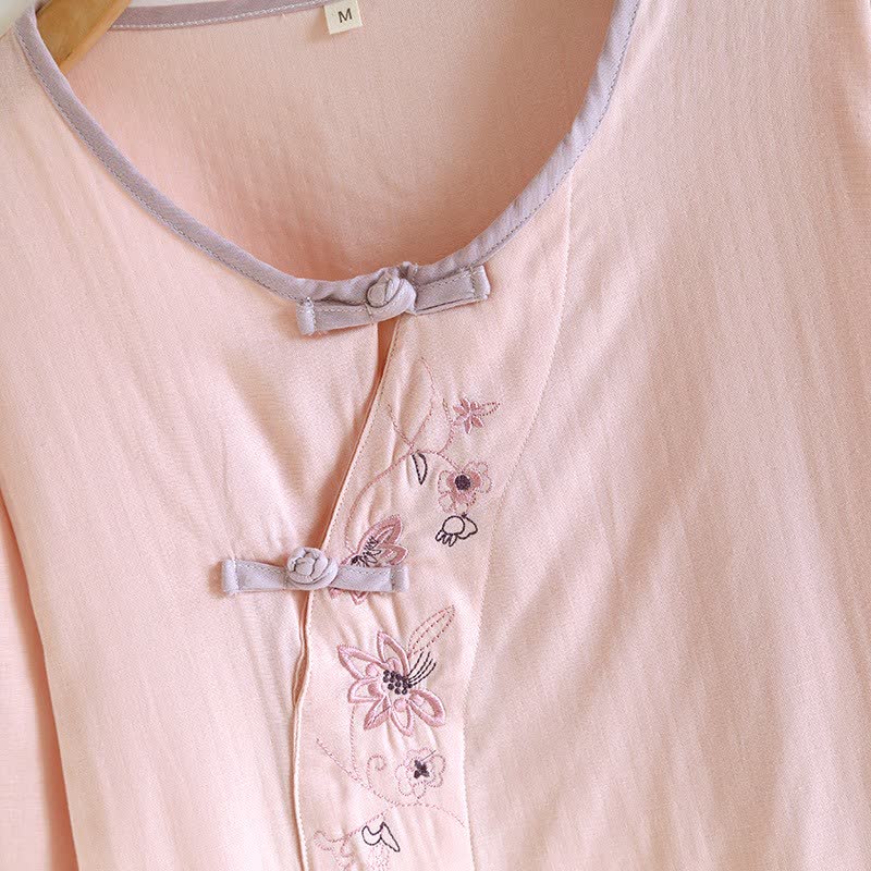 Completo da notte ricamato floreale in stile orientale Ownkoti - image 7