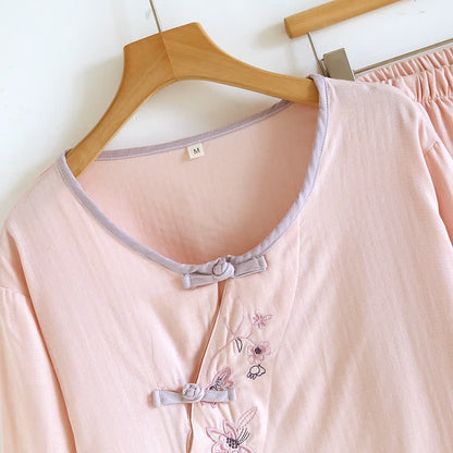 Completo da notte ricamato floreale in stile orientale Ownkoti - image 6