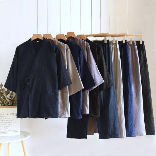 Set da salotto unisex in kimono di cotone tinta unita Ownkoti - image 0