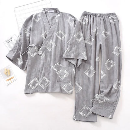 Set da salotto unisex Ownkoti Diamond Cotton Kimono - Grigio - XL - image 1
