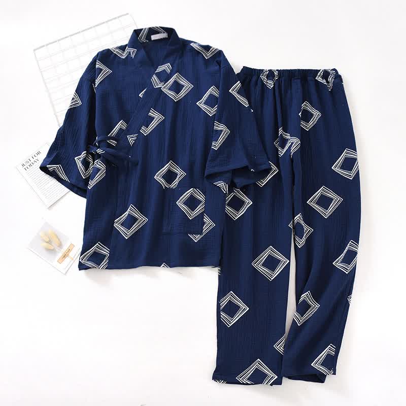 Set da salotto unisex Ownkoti Diamond Cotton Kimono - Blu navy - XL - image 12