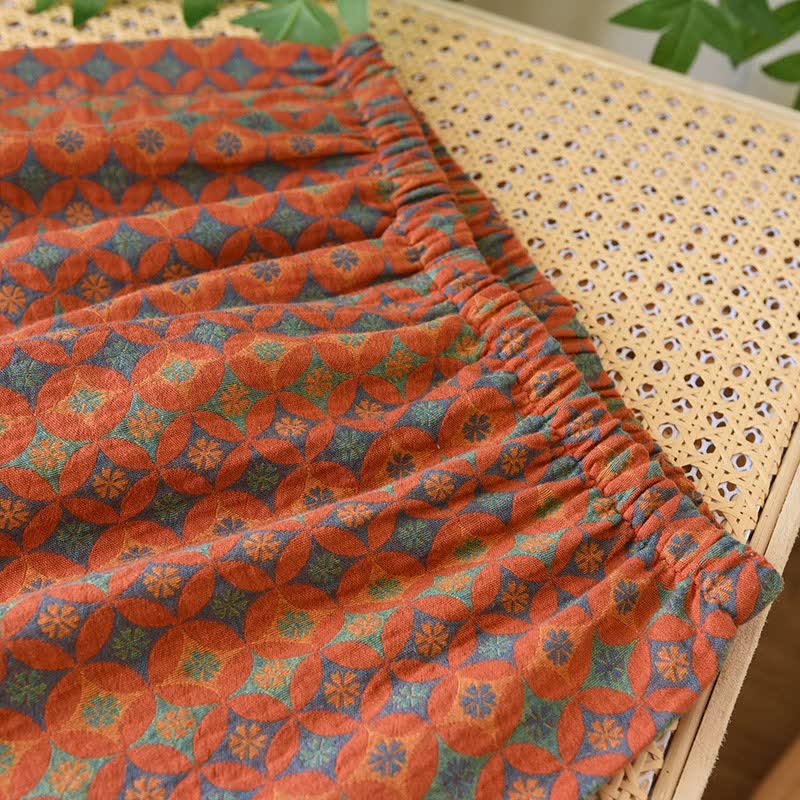 Ownkoti - Abbigliamento da casa in garza di cotone con motivo geometrico retrò - image 7