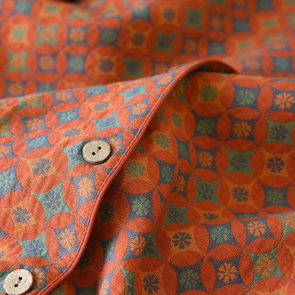 Ownkoti - Abbigliamento da casa in garza di cotone con motivo geometrico retrò - image 3