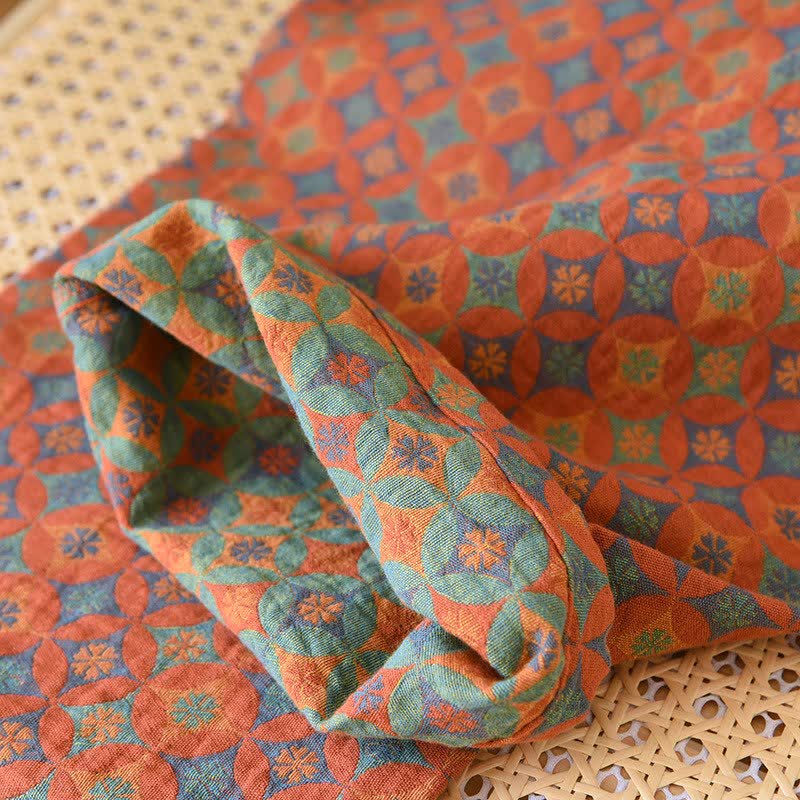 Ownkoti - Abbigliamento da casa in garza di cotone con motivo geometrico retrò - image 8
