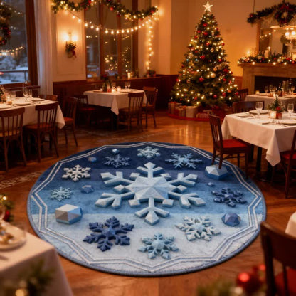 Tappeto effetto fiocco di neve natalizio 3D Ownkoti - Blu - 140cm x 140cm - image 5