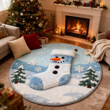 Tappeto effetto calza di Natale creativo Ownkoti 3D - Blu - 140cm x 140cm - image 0