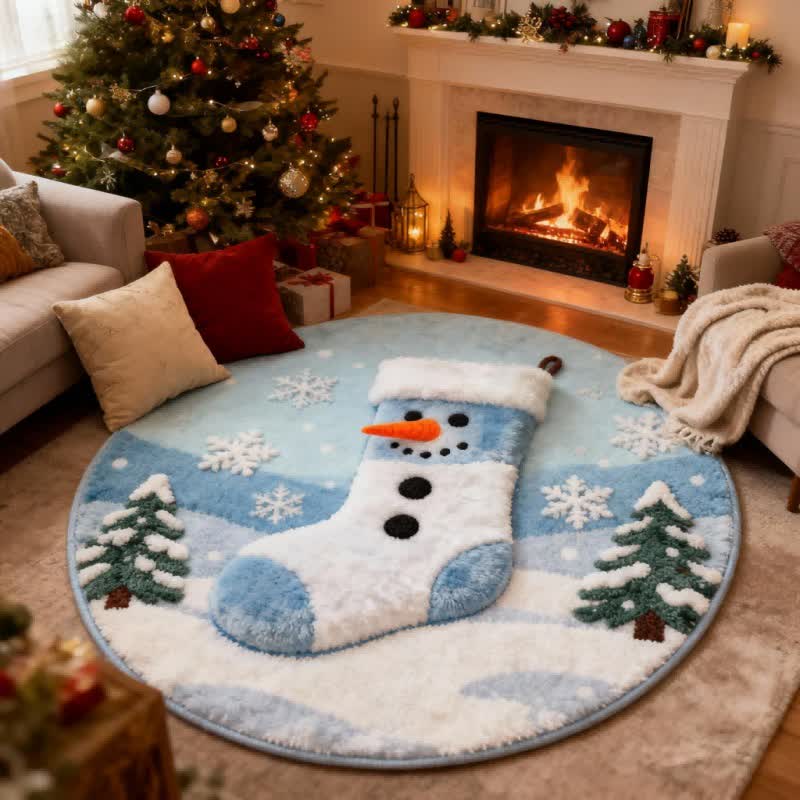 Tappeto effetto calza di Natale creativo Ownkoti 3D - Blu - 140cm x 140cm - image 0