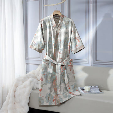Accappatoio unisex in garza di cotone color blu peonia - L - image 0