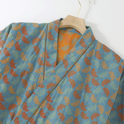 Completo da salotto in kimono di cotone con foglie di ginkgo - image 2