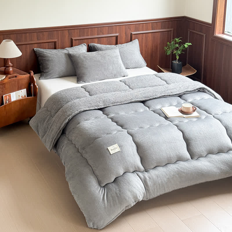 Coperta trapuntata in peluche Sherpa Ownkoti - Grigio - Matrimoniale Grande - image 2
