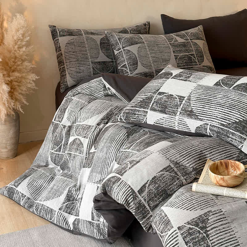 Set di biancheria da letto in cotone spazzolato geometrico Ownkoti (4 pezzi) - image 12