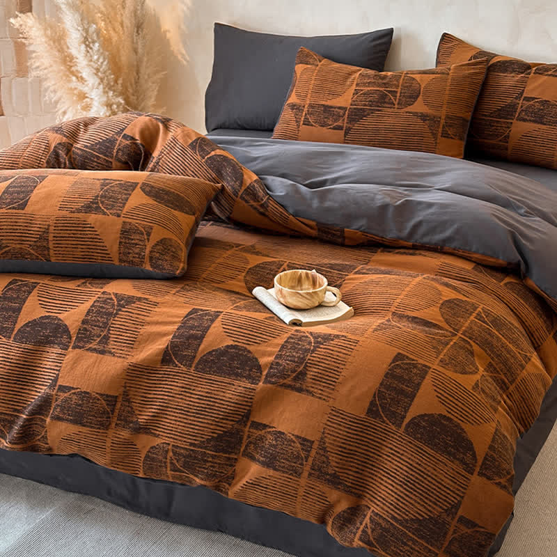 Set di biancheria da letto in cotone spazzolato geometrico Ownkoti (4 pezzi) - image 3