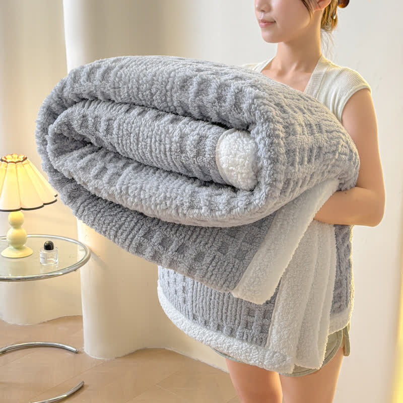 Coperta reversibile in sherpa scozzese Ownkoti - Grigio - Matrimoniale - image 6