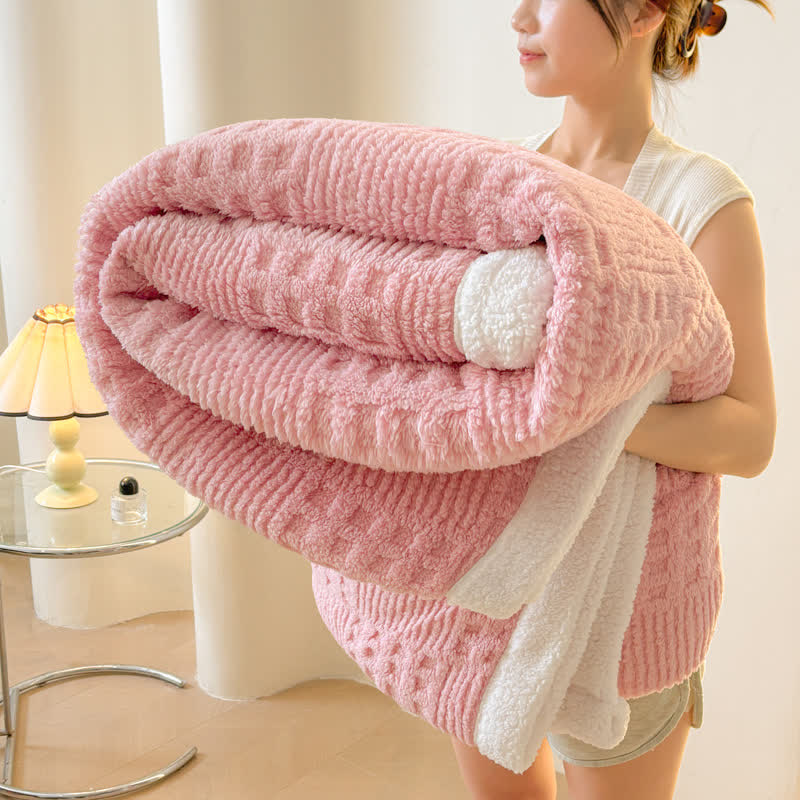 Coperta reversibile in sherpa scozzese Ownkoti - Rosa - Matrimoniale - image 2
