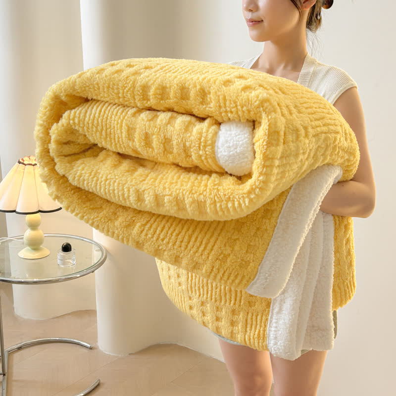 Coperta reversibile in sherpa scozzese Ownkoti - Giallo - Matrimoniale - image 5