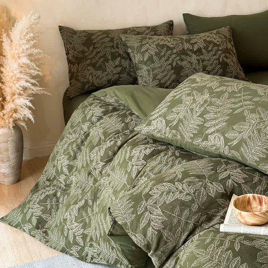 Set copripiumino botanico in cotone spazzolato Ownkoti (4 pezzi) - image 0