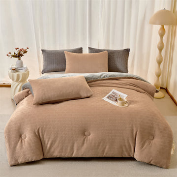 Coperta in sherpa con trama a nido d'ape di Ownkoti - Caffè - Matrimoniale Grande - image 0