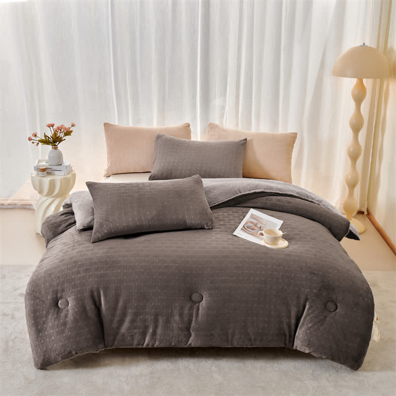 Coperta in sherpa con trama a nido d'ape di Ownkoti - Grigio scuro - Matrimoniale Grande - image 14