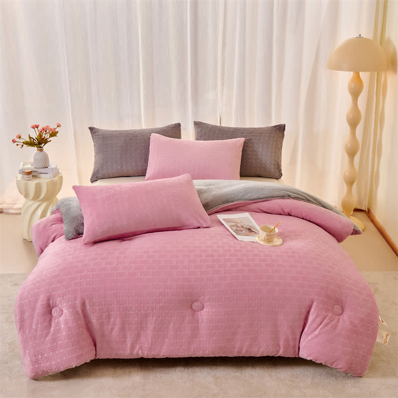 Coperta in sherpa con trama a nido d'ape di Ownkoti - Rosa - Matrimoniale Grande - image 12