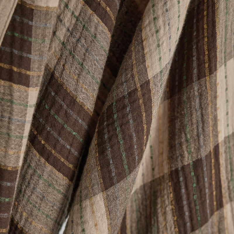 Kimono classico in garza di cotone a quadri - image 11