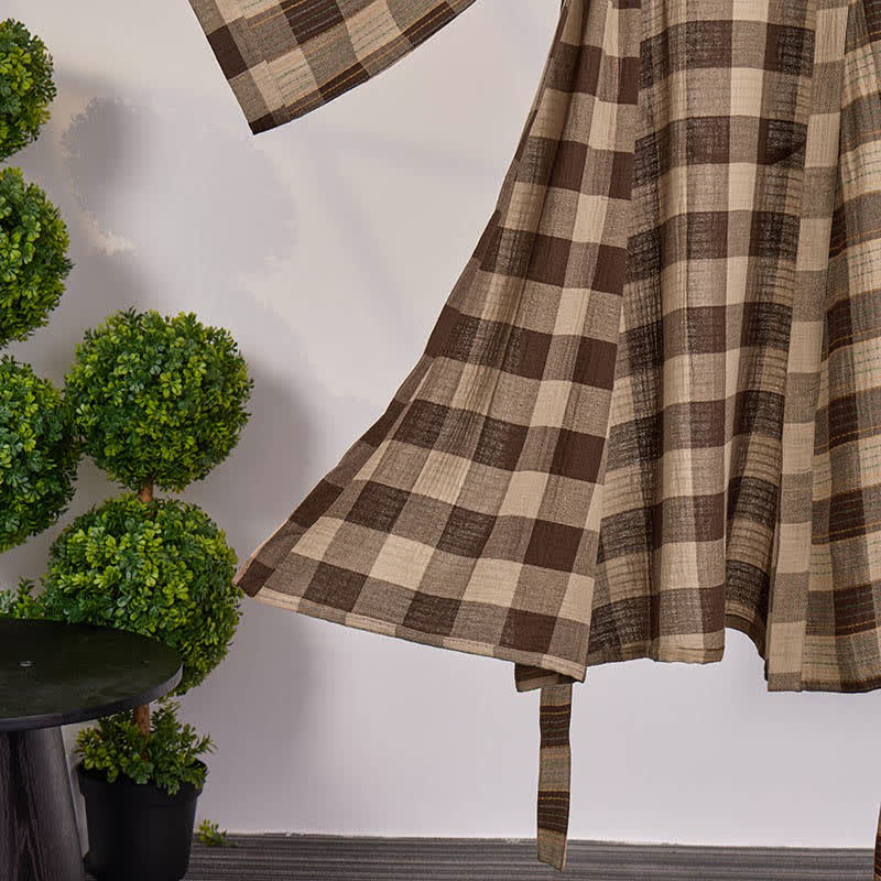 Kimono classico in garza di cotone a quadri - image 8