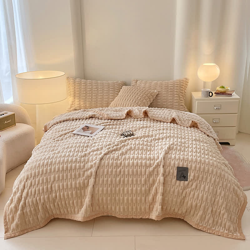 Coperta in pile testurizzato minimalista Ownkoti - Caffè - Matrimoniale - image 12