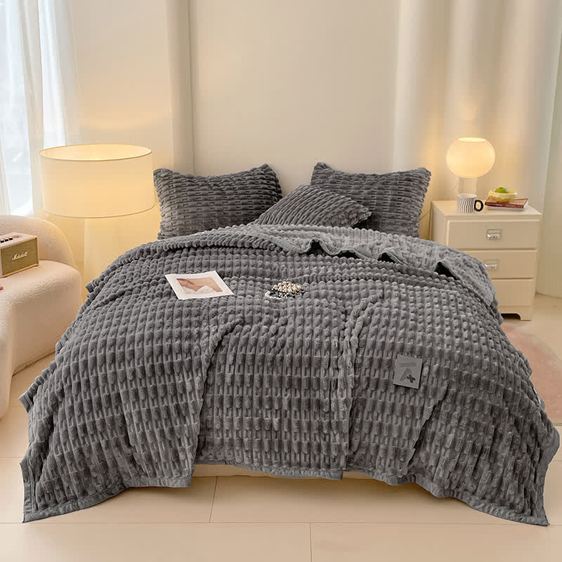 Coperta in pile testurizzato minimalista Ownkoti - Grigio scuro - Matrimoniale - image 8