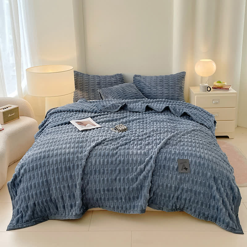 Coperta in pile testurizzato minimalista Ownkoti - Blu scuro - Matrimoniale - image 10