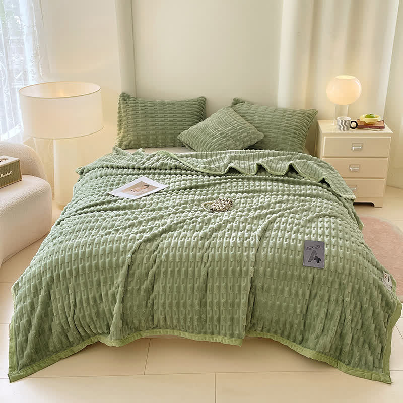 Coperta in pile testurizzato minimalista Ownkoti - Verde - Matrimoniale - image 11