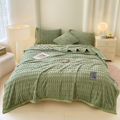 Coperta in pile testurizzato minimalista Ownkoti - Verde - Matrimoniale - image 11