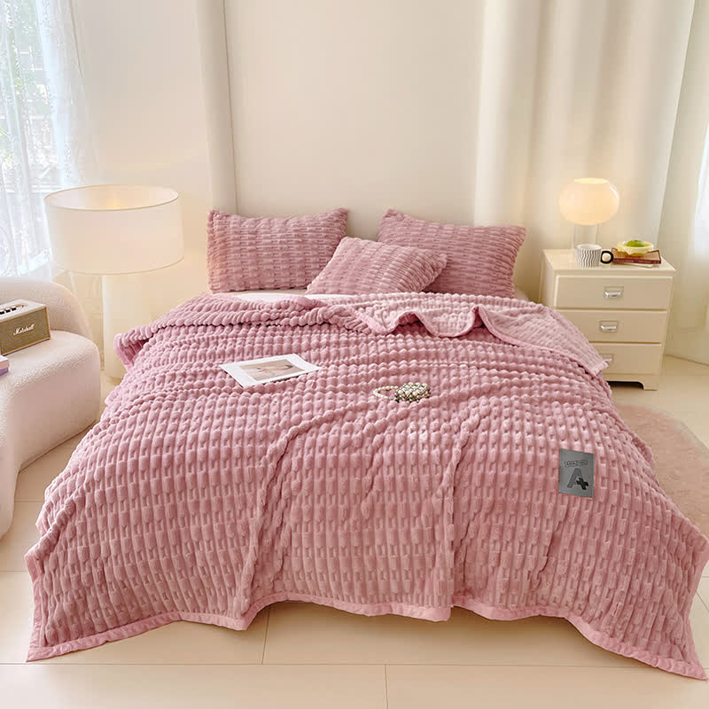 Coperta in pile testurizzato minimalista Ownkoti - Rosa - Matrimoniale - image 0