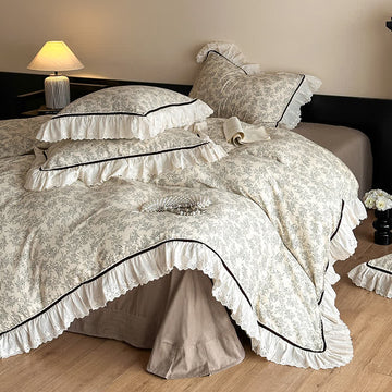 Set di biancheria da letto in pizzo di garza di cotone floreale elegante Ownkoti - UN - Matrimoniale Grande - image 0