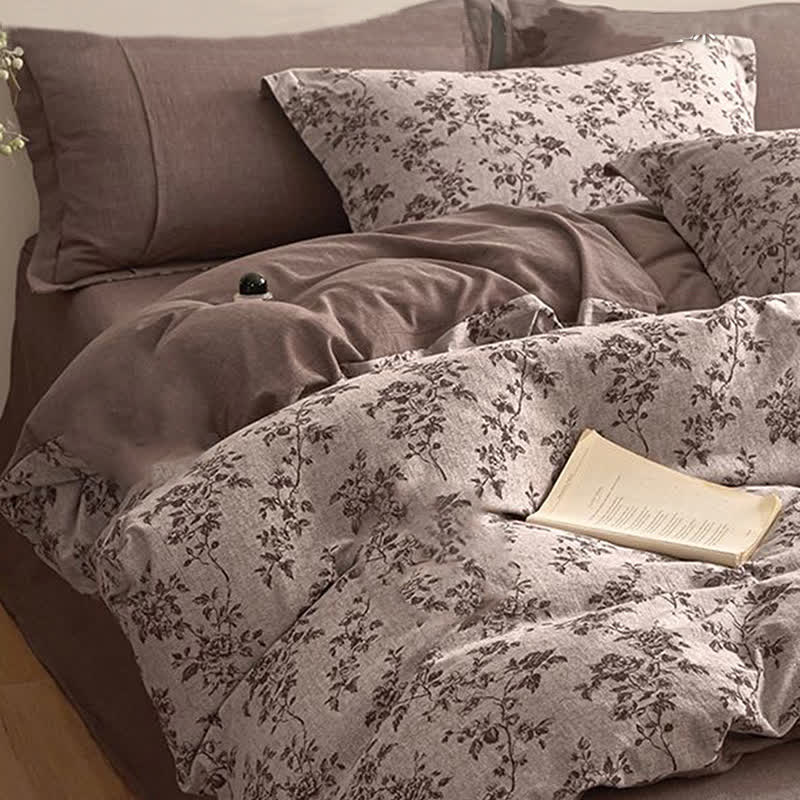 Set di biancheria da letto in garza di cotone con elegante motivo floreale Ownkoti - image 3