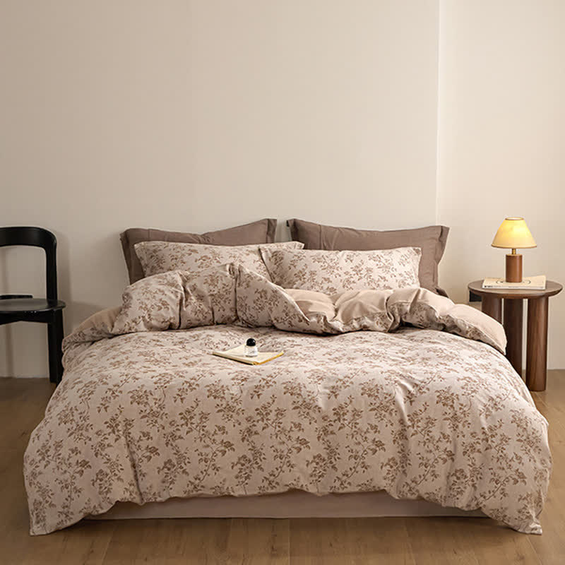Set di biancheria da letto in garza di cotone con elegante motivo floreale Ownkoti - image 5