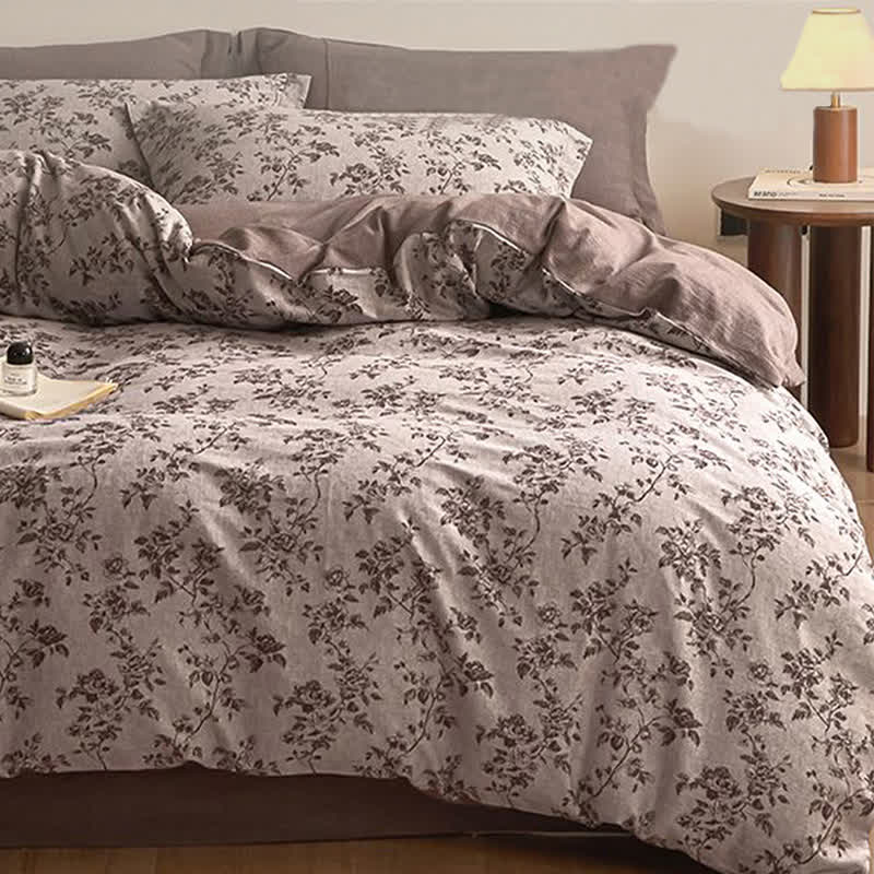 Set di biancheria da letto in garza di cotone con elegante motivo floreale Ownkoti - image 2