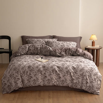Set di biancheria da letto in garza di cotone con elegante motivo floreale Ownkoti - image 1