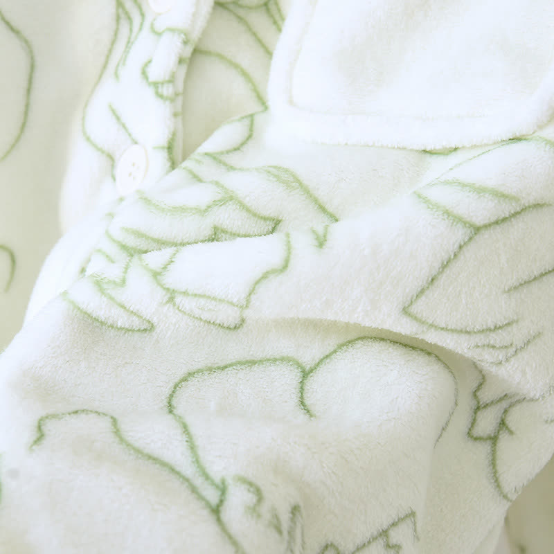 Completo da notte in peluche Fresh Green Line-Art - image 7