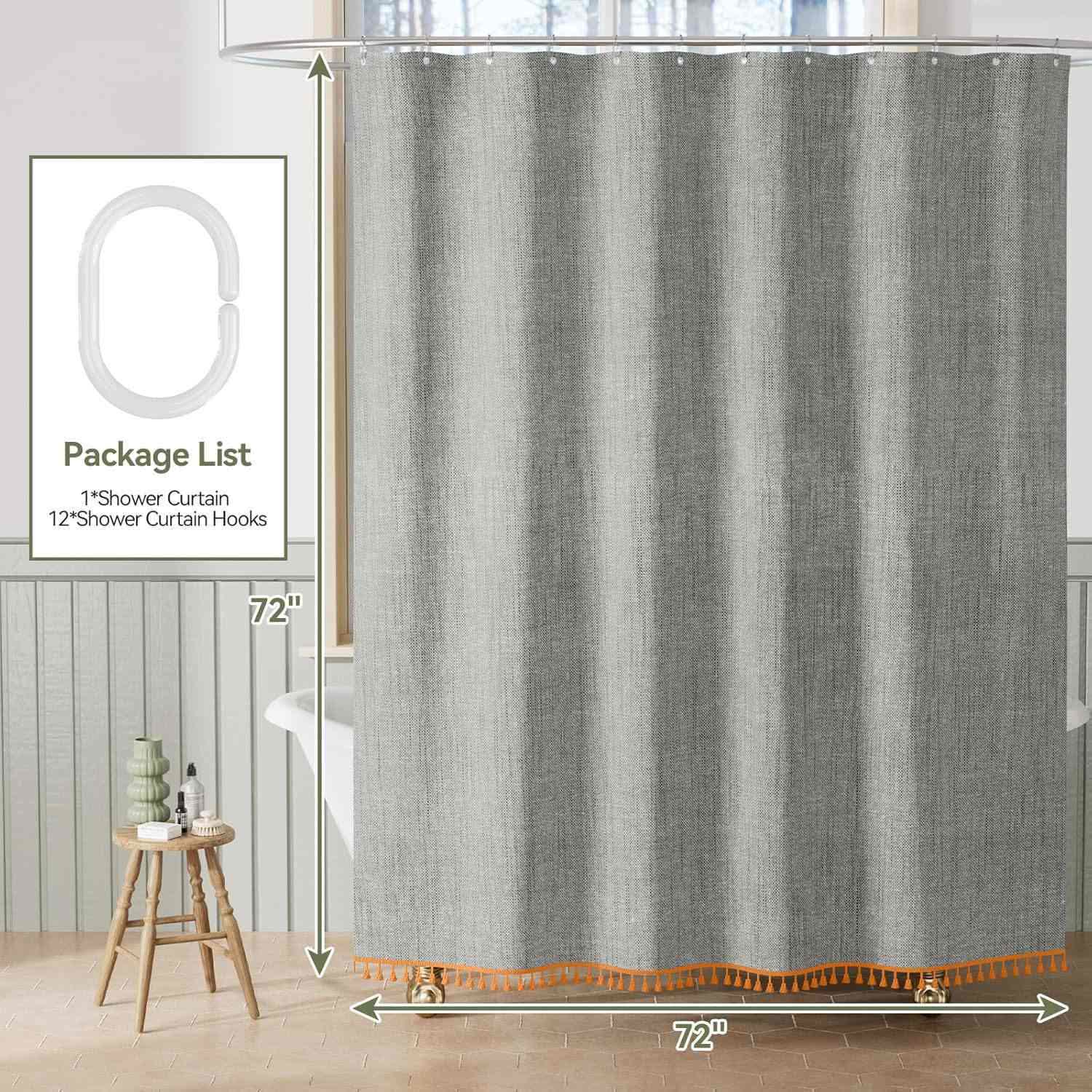 Tenda da doccia minimalista con nappe in tinta unita - image 7