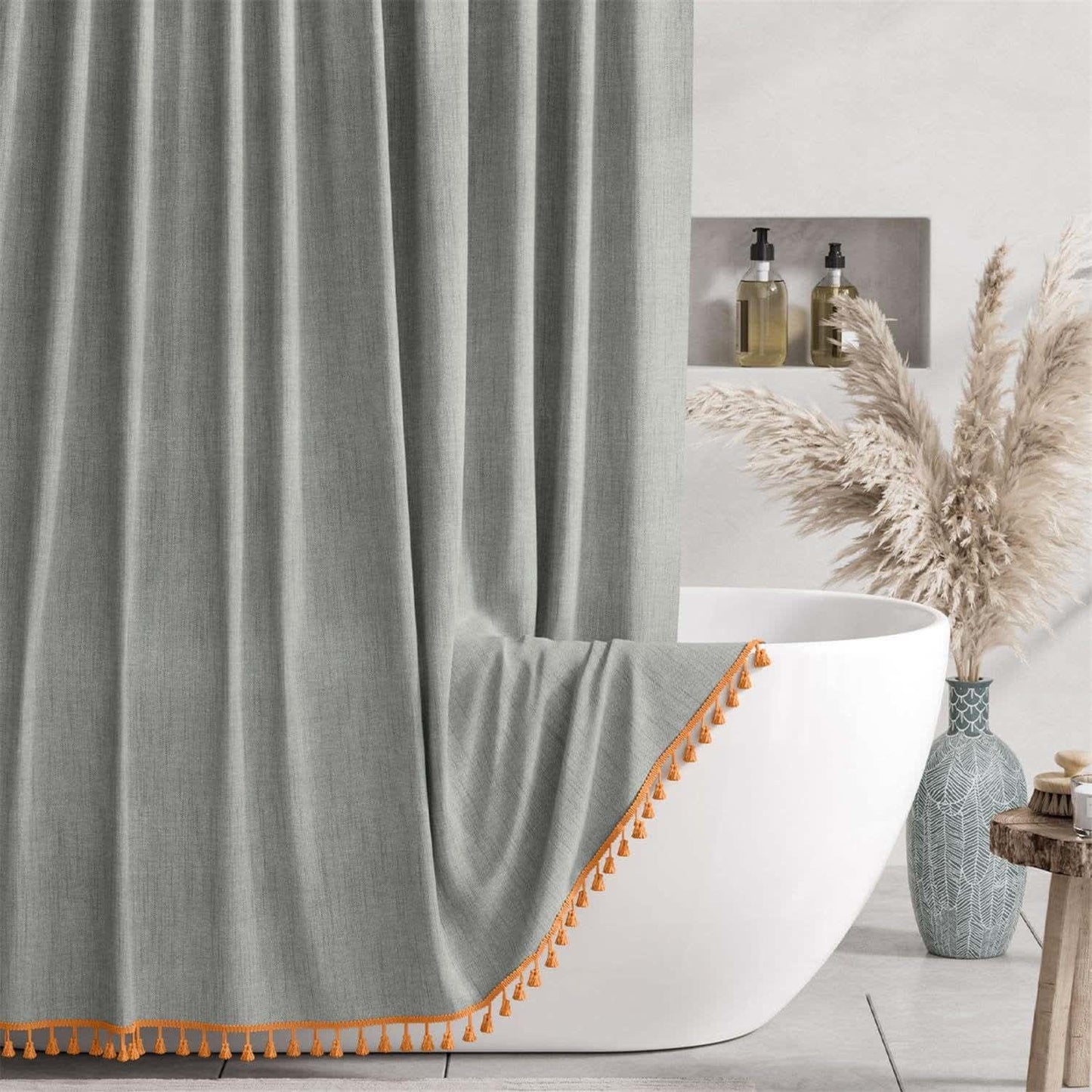 Tenda da doccia minimalista con nappe in tinta unita - Grigio - 183cm x 198cm - image 4