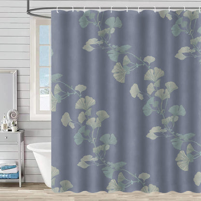 Tenda da doccia con stampa a foglia di ginkgo - Azzurro chiaro - 230cm x 180cm - image 14