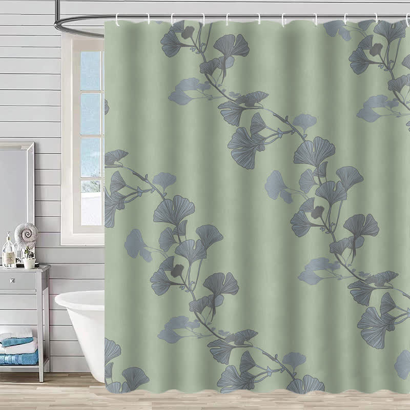 Tenda da doccia con stampa a foglia di ginkgo - Verde chiaro - 230cm x 180cm - image 16